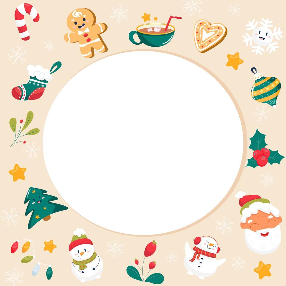 Cute happy holiday greetings template vector