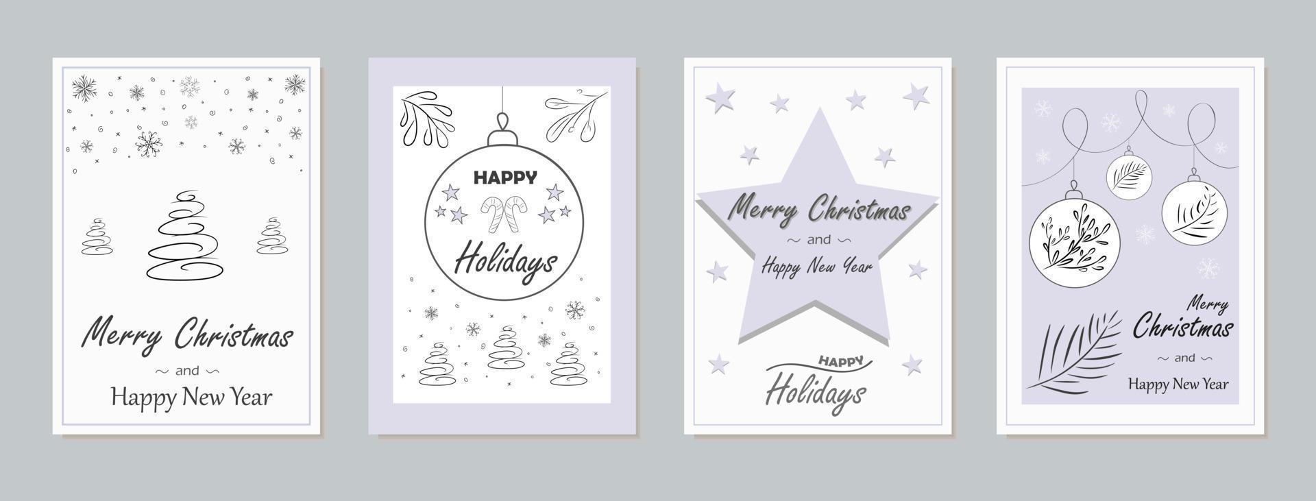 conjunto de Navidad tarjetas colección de nuevo años plantillas vector