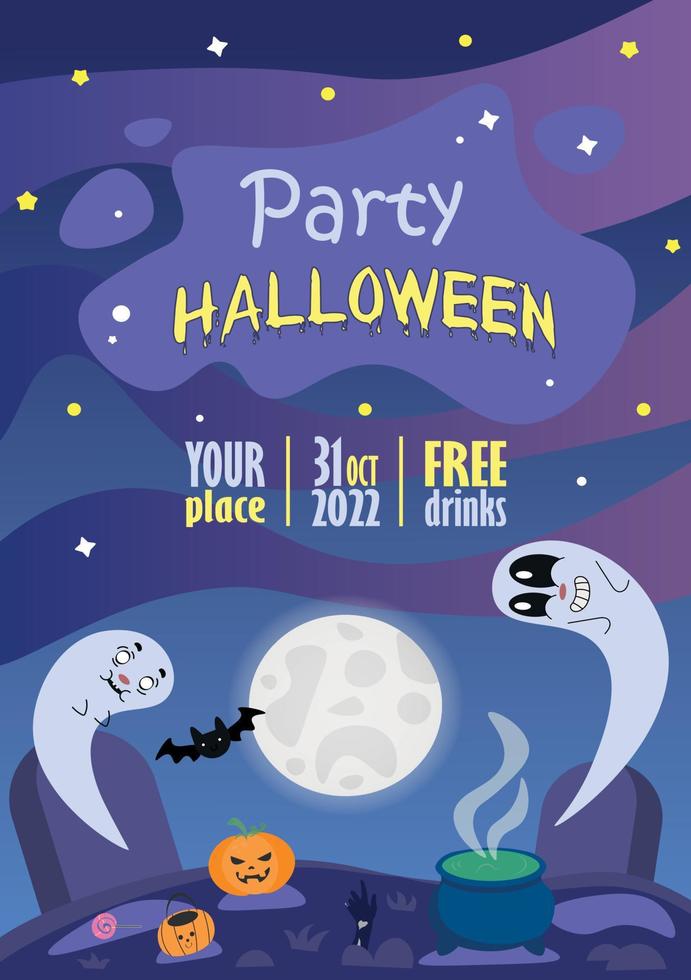 Flat banner template for Halloween party celebration vector