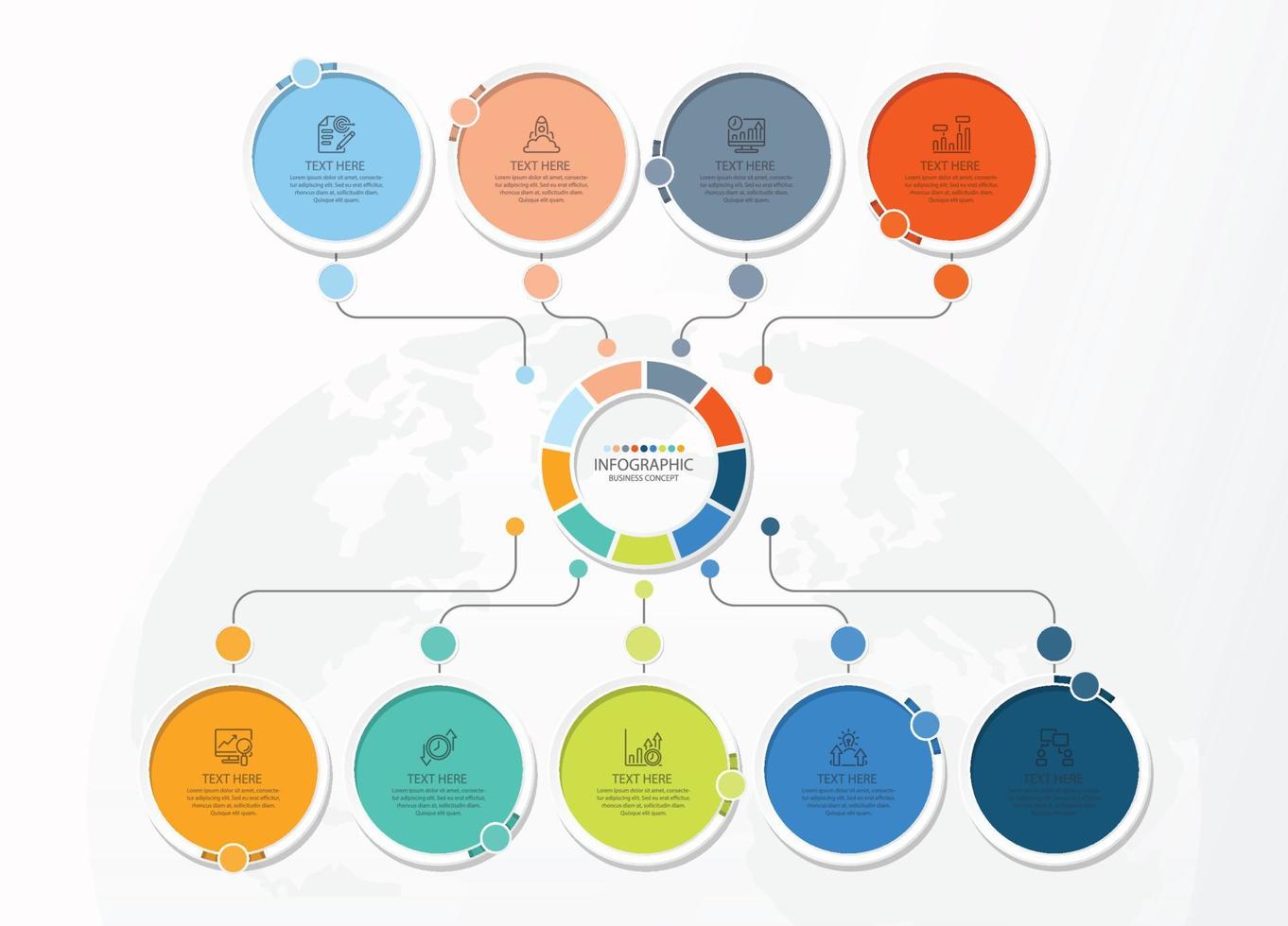 Infographic with 9 steps, process or options. vector