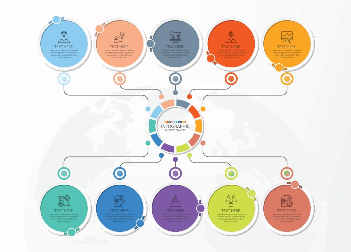 Infographic with 10 steps, process or options. vector