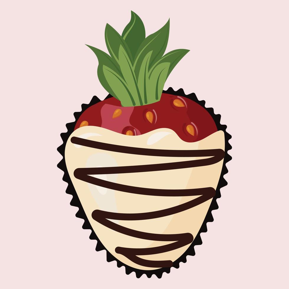 Ripe strawberries in chocolate glaze. fondue dessert. Seamless pattern. Vector illustration.