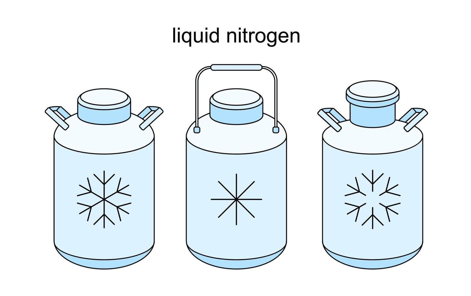 Vector line icon of a liquid compressed Nitrogen gas with N2 for cryo preservation