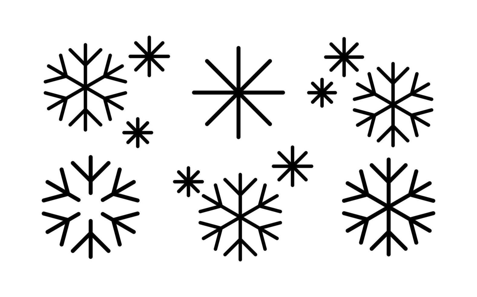 Snowflake doodle winter set vector