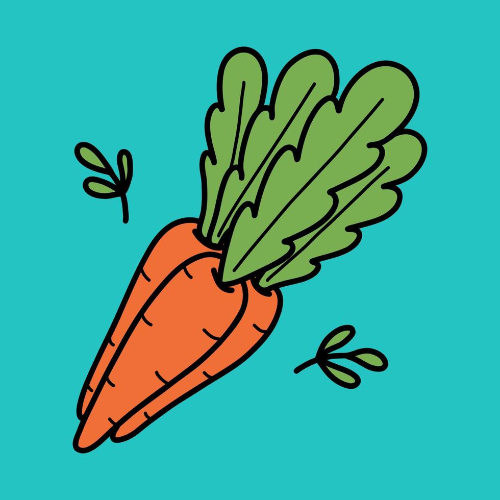 Cute carrots doodle Easter illustration for children. vector