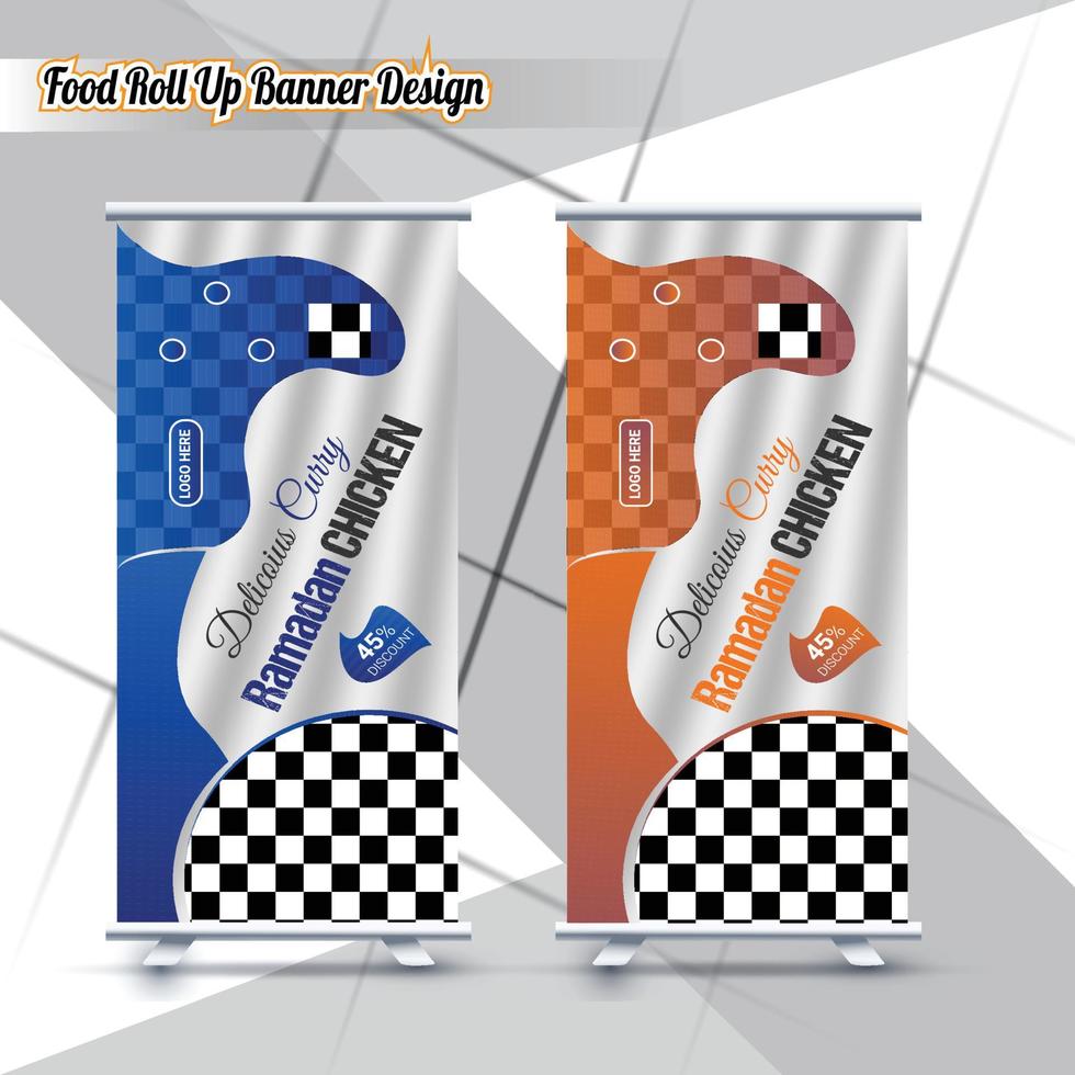 Ramadan Food roll Up Banner Design Template vector