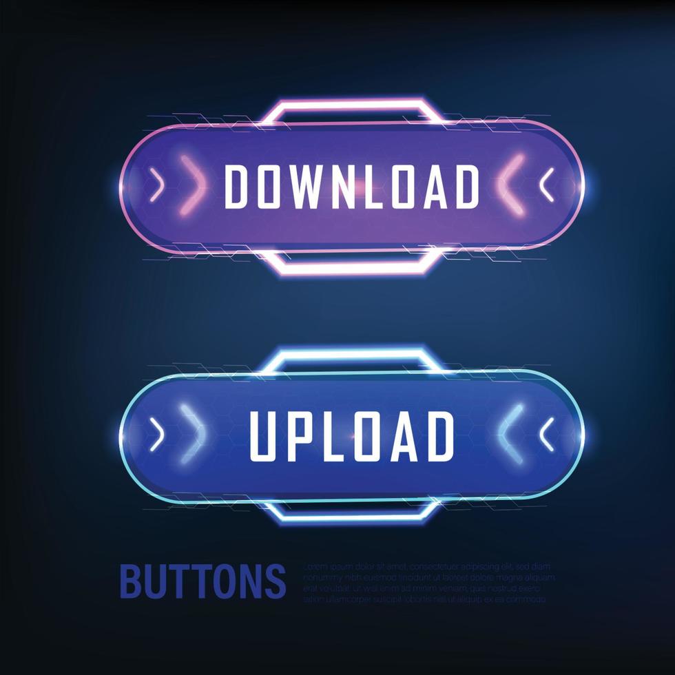 button collection sci-fi style set color blue 16 vector