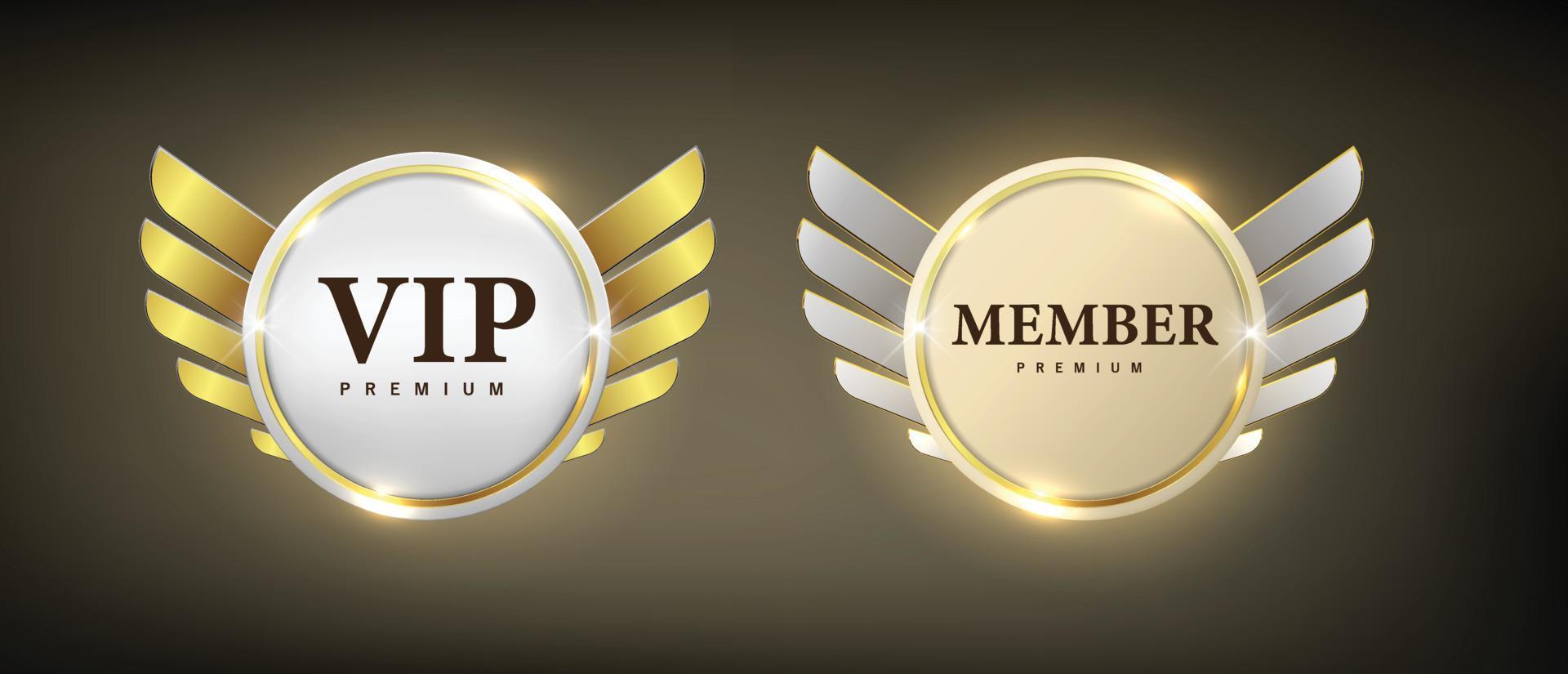 botón conjunto web lustroso VIP oro vector