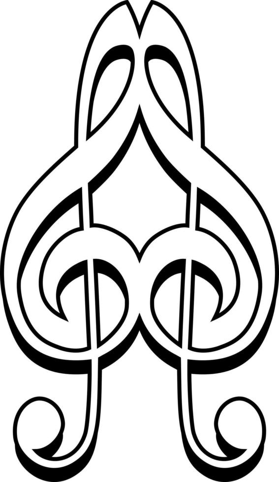 Logo musical love sign icon, two treble keys form heart vector