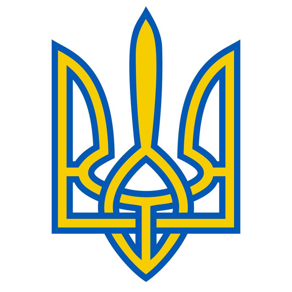 Coat arms Ukraine trident yellow blue flag coat arms symbol Ukraine vector