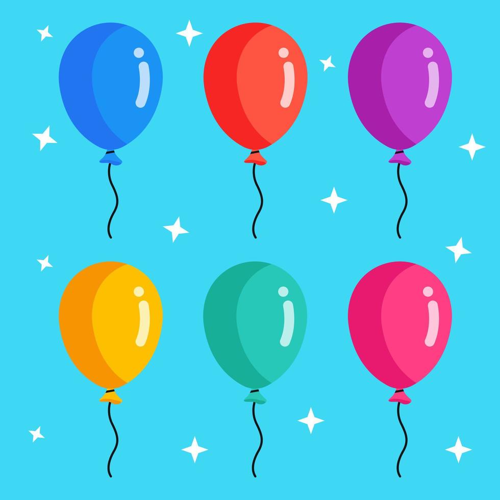 Balloon in cartoon style. Bunch of balloons for birthday and party. vector