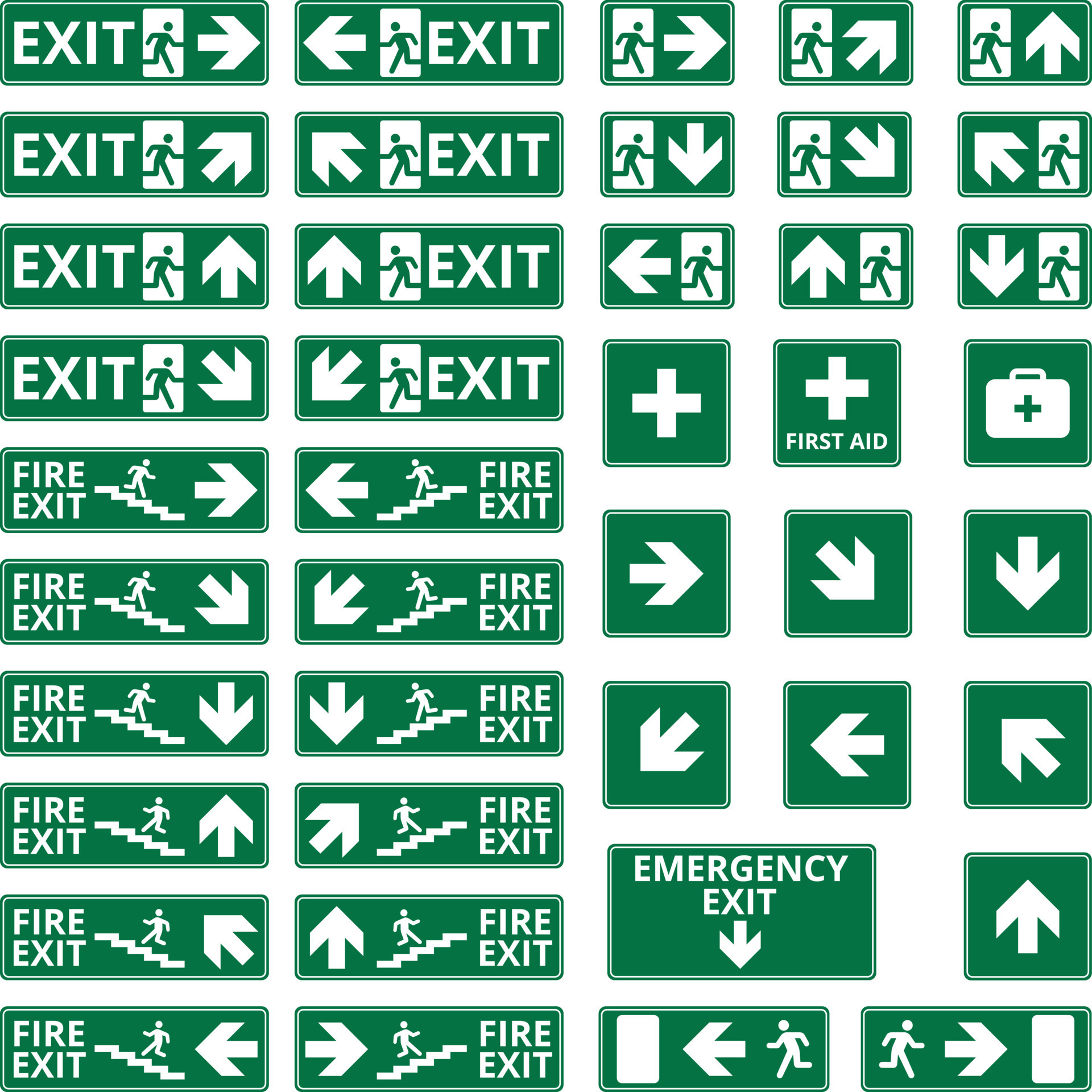 Set of safety signs. Exit signs. Set of emergency exit signs. 21858334
