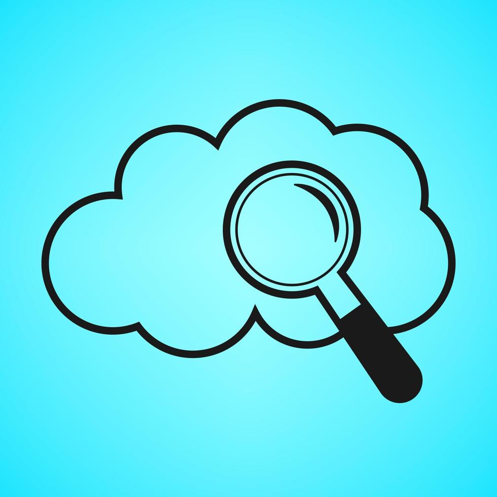 Vector icon magnifying glass and cloud for web design and web