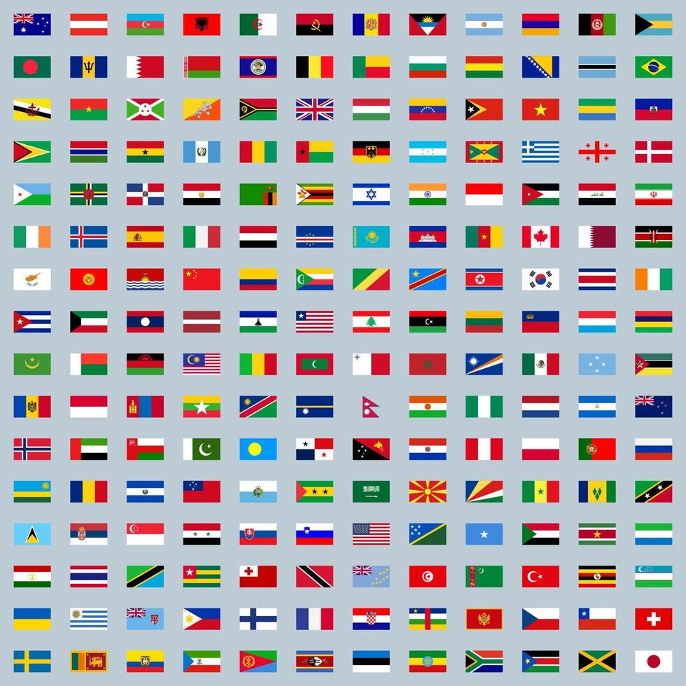 Vector icons of all national flags of the countries of the world.