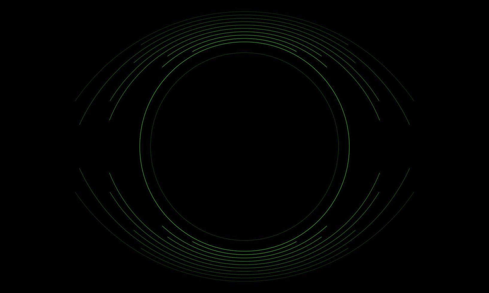 Black green circular minimal lines abstract futuristic tech background vector