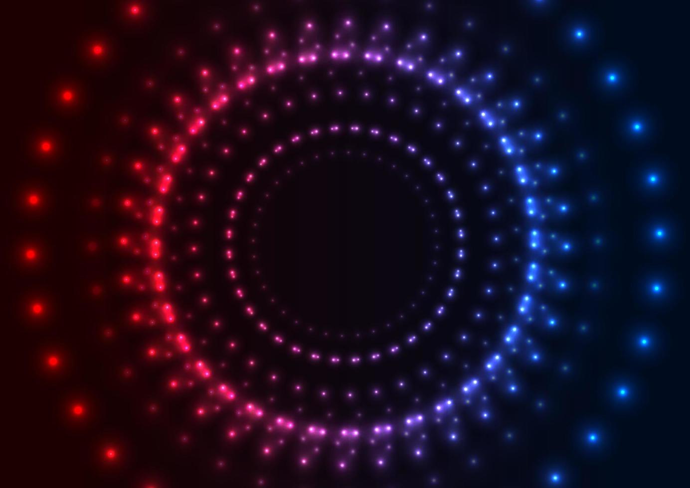 Blue red neon laser dotted circles technology background vector