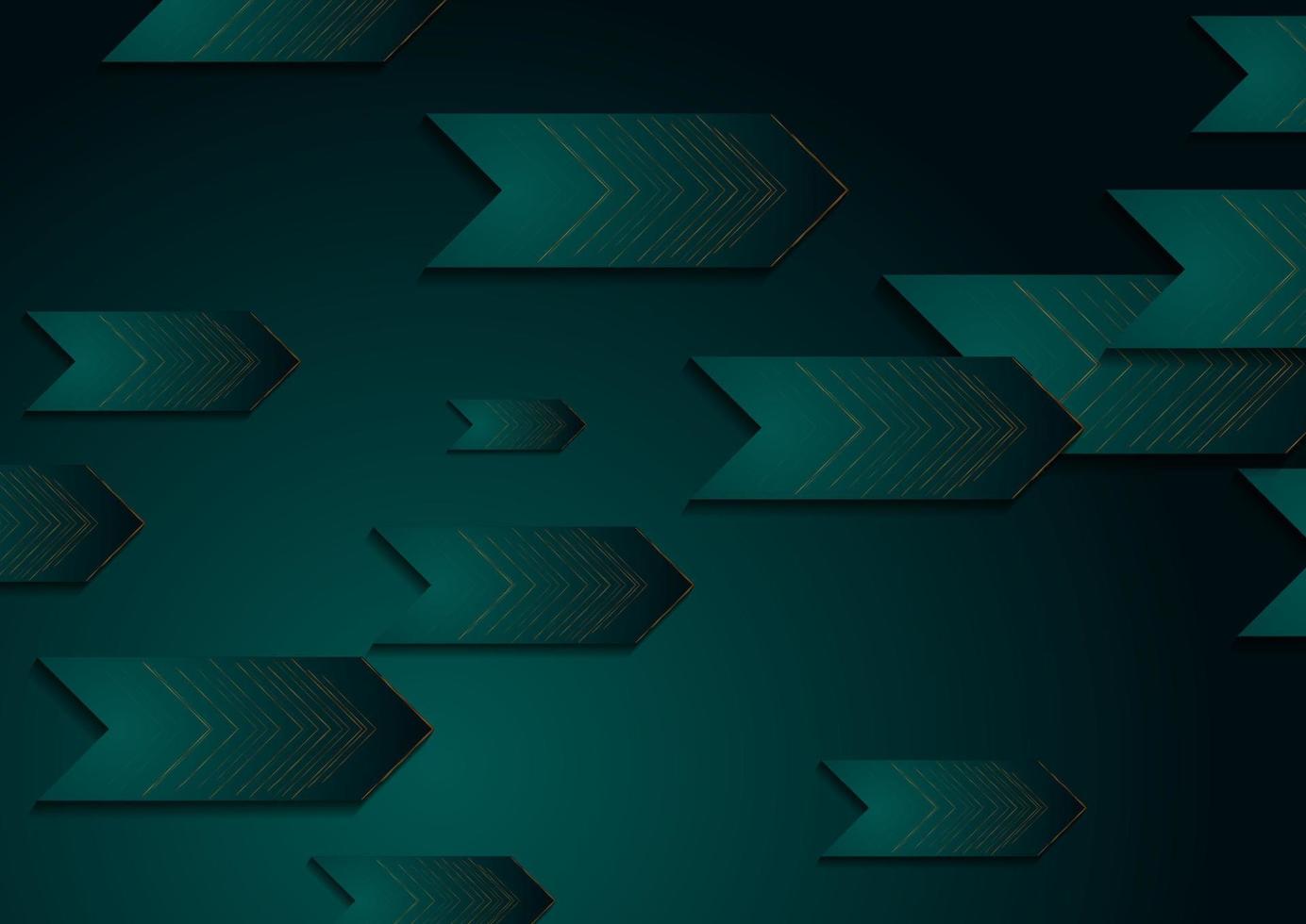 Turquoise and golden arrows abstract techology background vector
