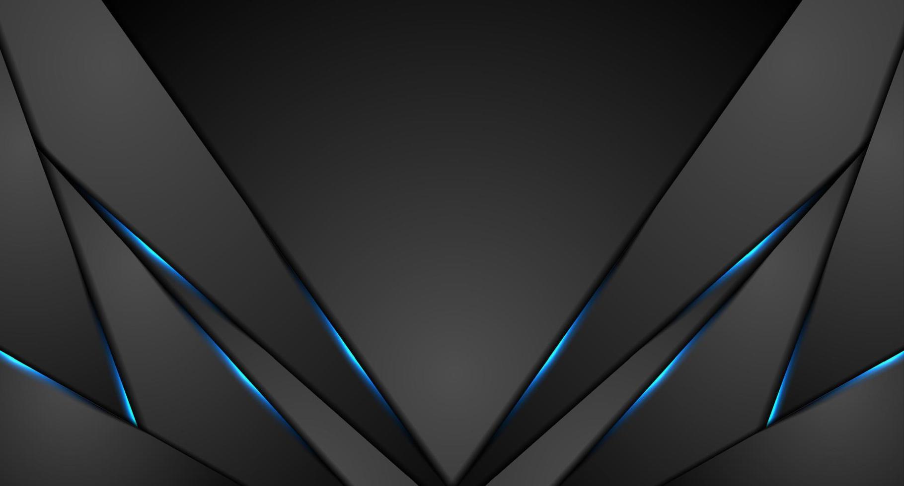 Black abstract background with blue glowing light vector