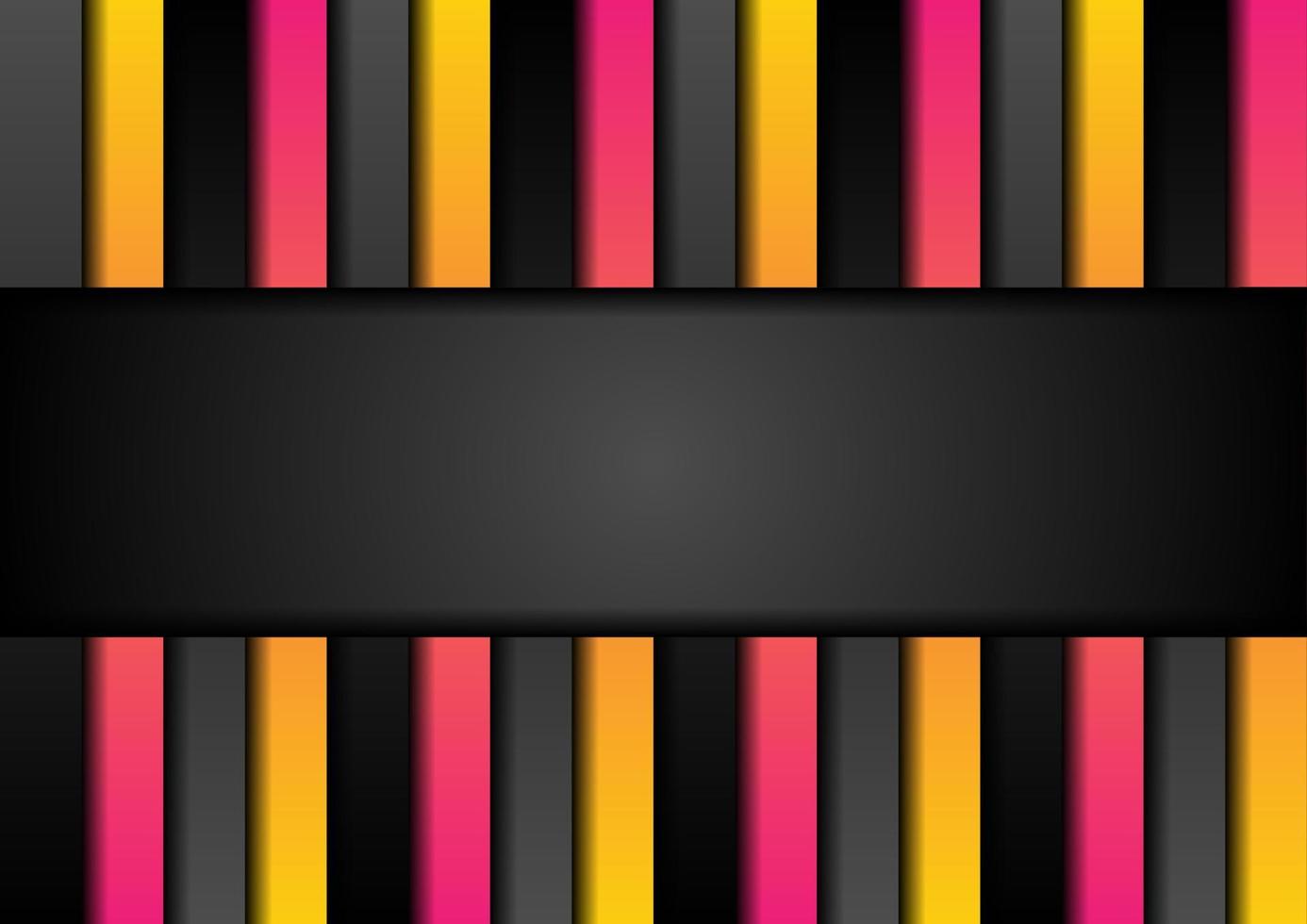 Pink, orange and black stripes abstract tech background vector
