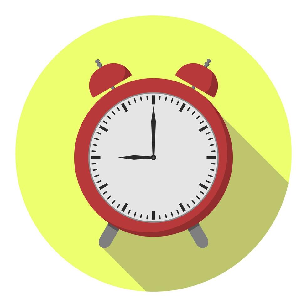 Flat clock icon with shadow vector