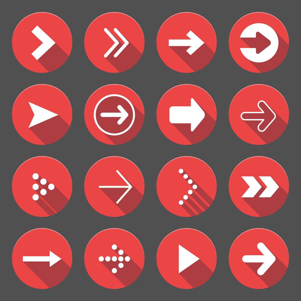 Arrow symbol internet buttons. Red smooth round shapes on a white background vector