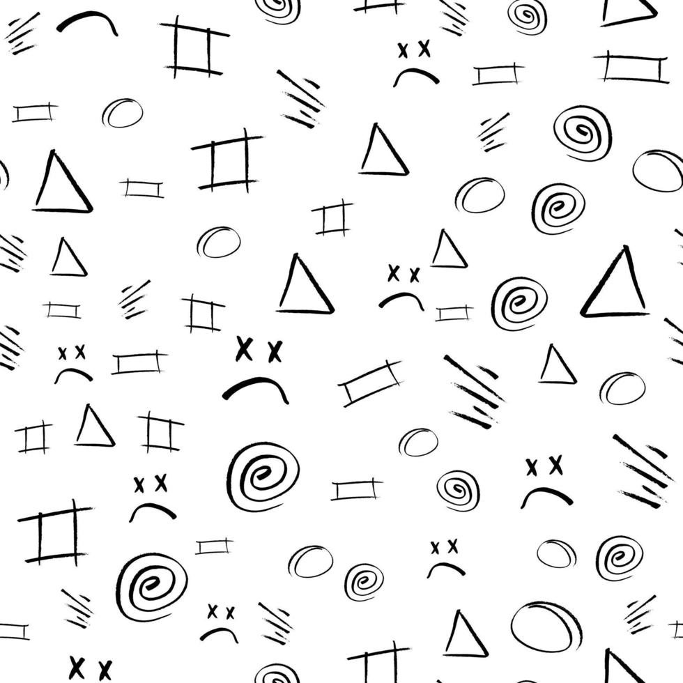Geometric Vector pattern with black and white. Form a triangle, a line, a circle. Hipster fashion Memphis style.