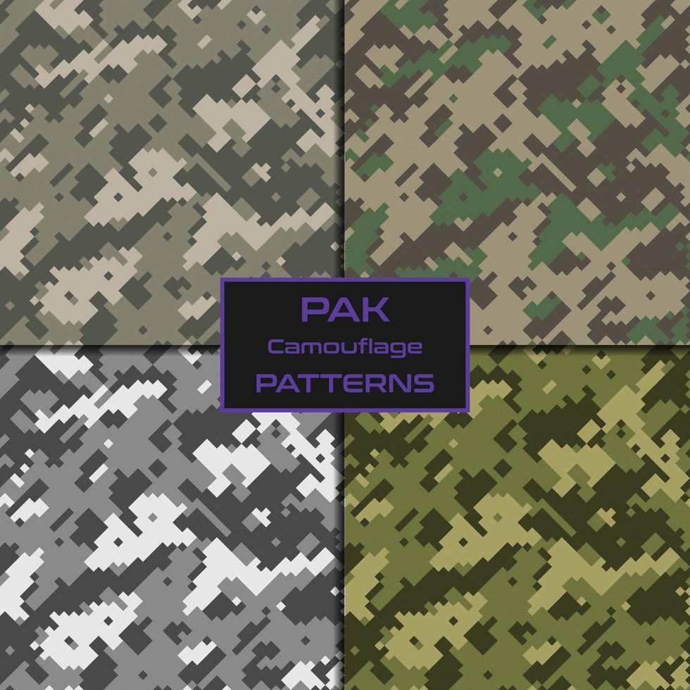 Pack Seamless pixel pattern disguise military vector