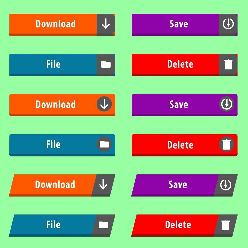 conjunto de botones de vector de elementos web