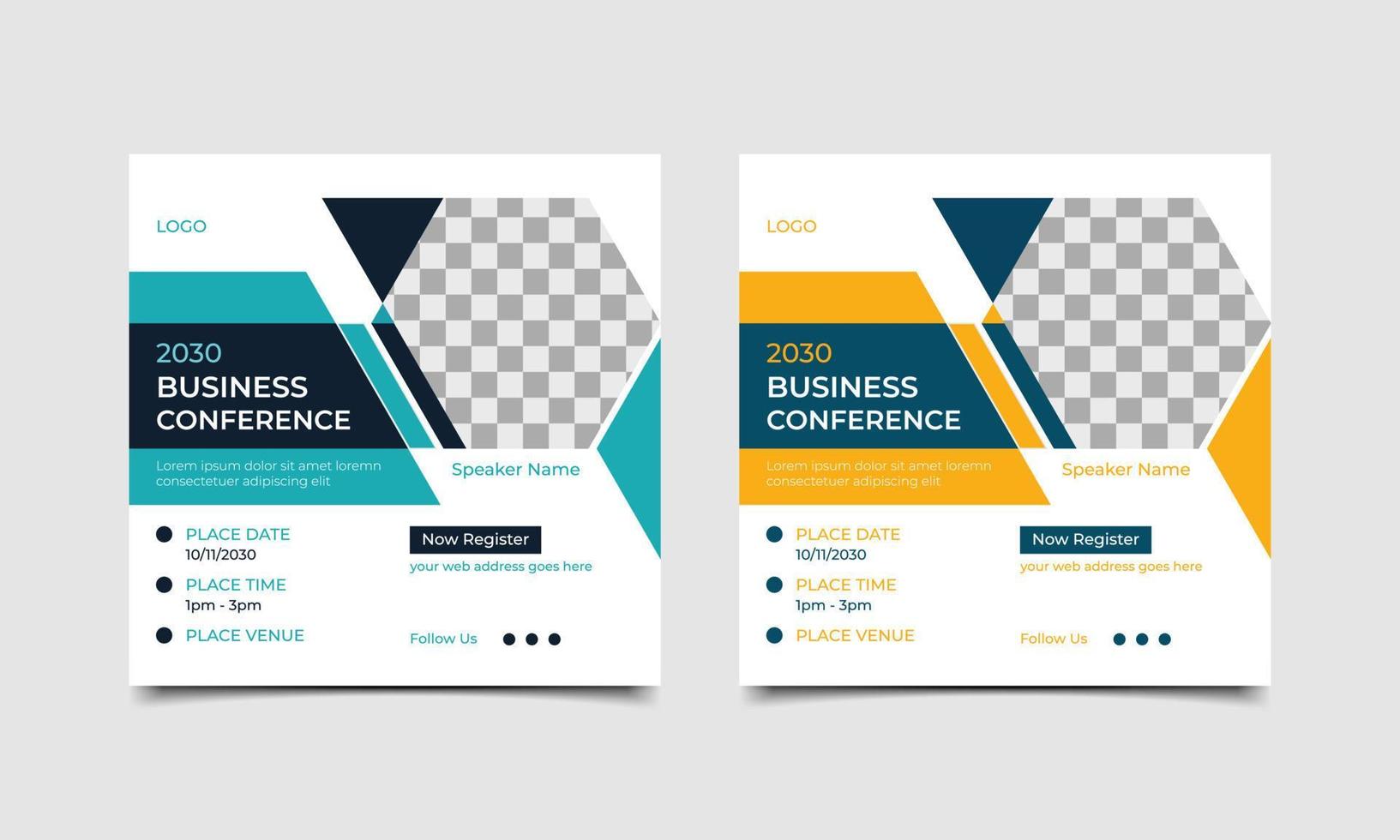 Business Conference social media post square banner design. Business webinar invitation design and online business conference banner template. vector illustration.