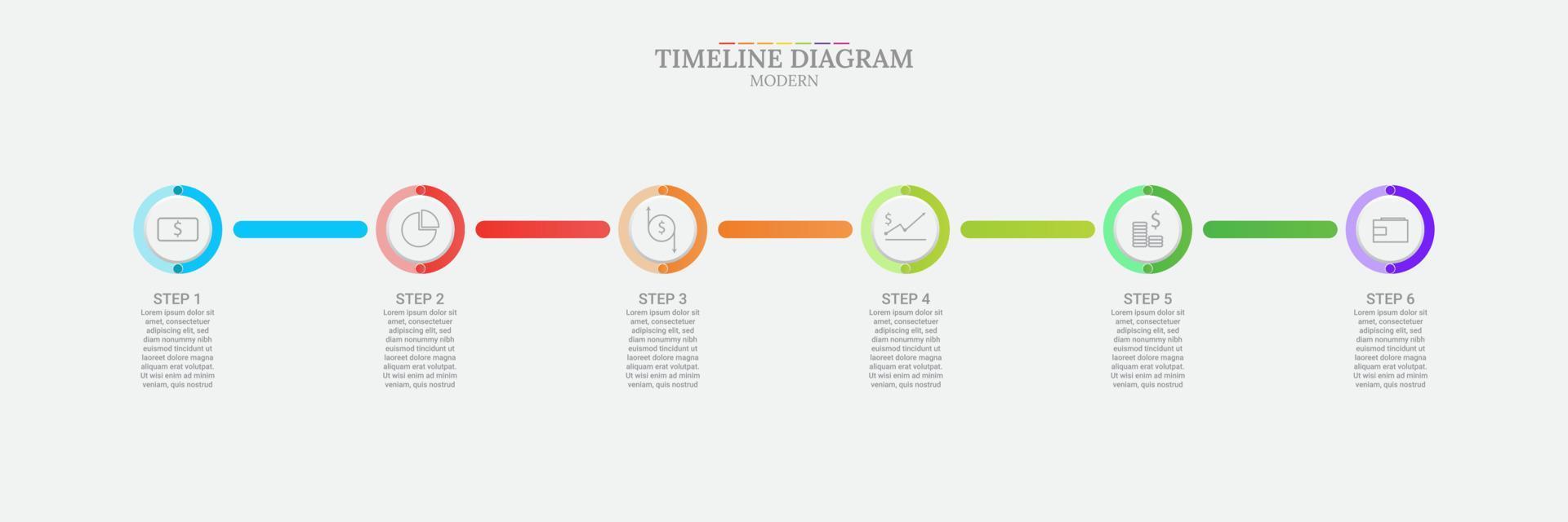 info graphic time line for 6 months, 6 years suitable for your business presentation, with 6 step options. vector