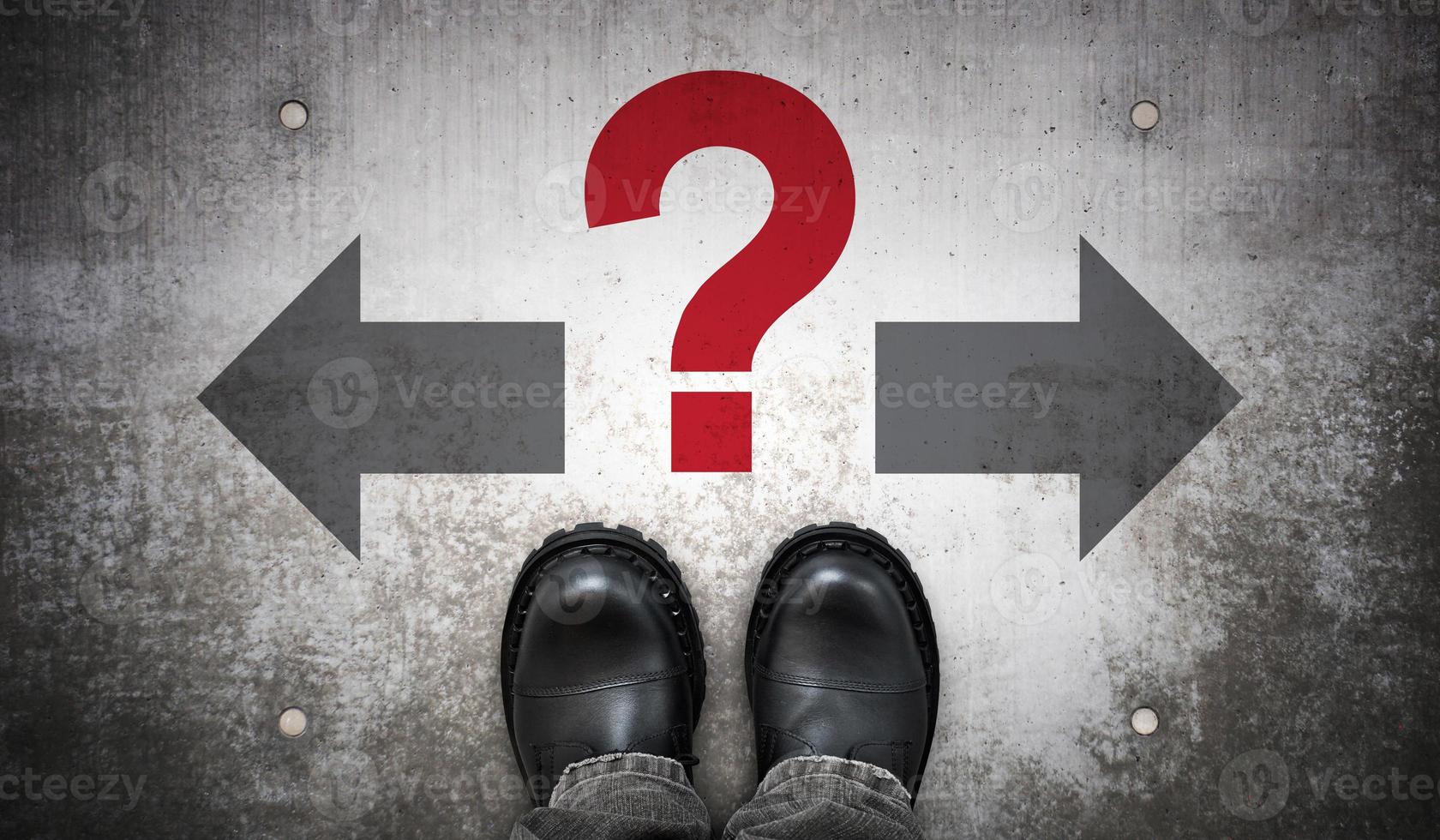 Heavy Black Leather Boots, Two Arrows and Question Mark photo