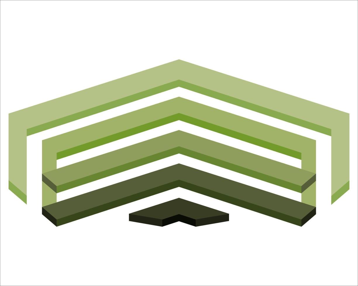 PrintaGreen military ranks on chevron. Army soldier shoulder stripes. Colorful vector illustration isolated on white background.