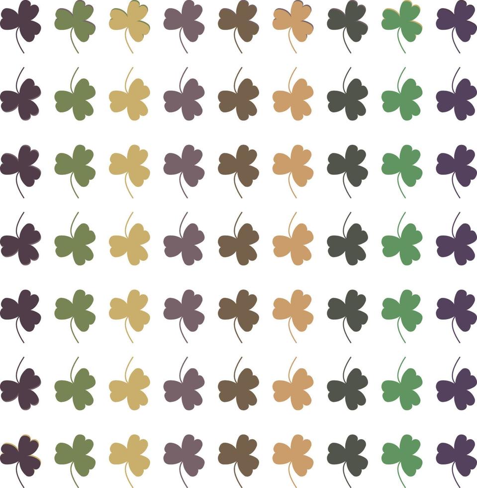 multicolored pattern of shamrocks on white background vector