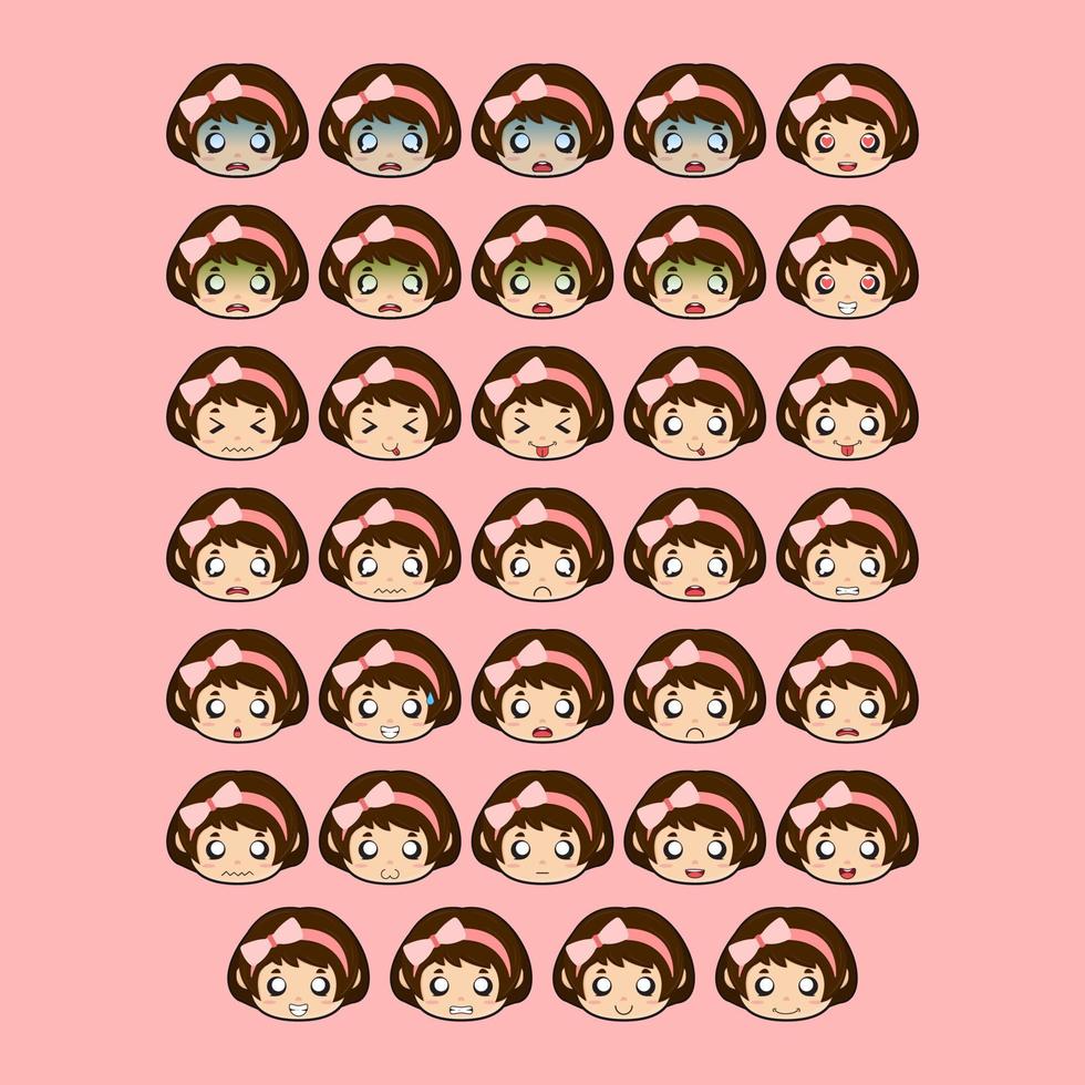 Cute Girl Character Expression vector