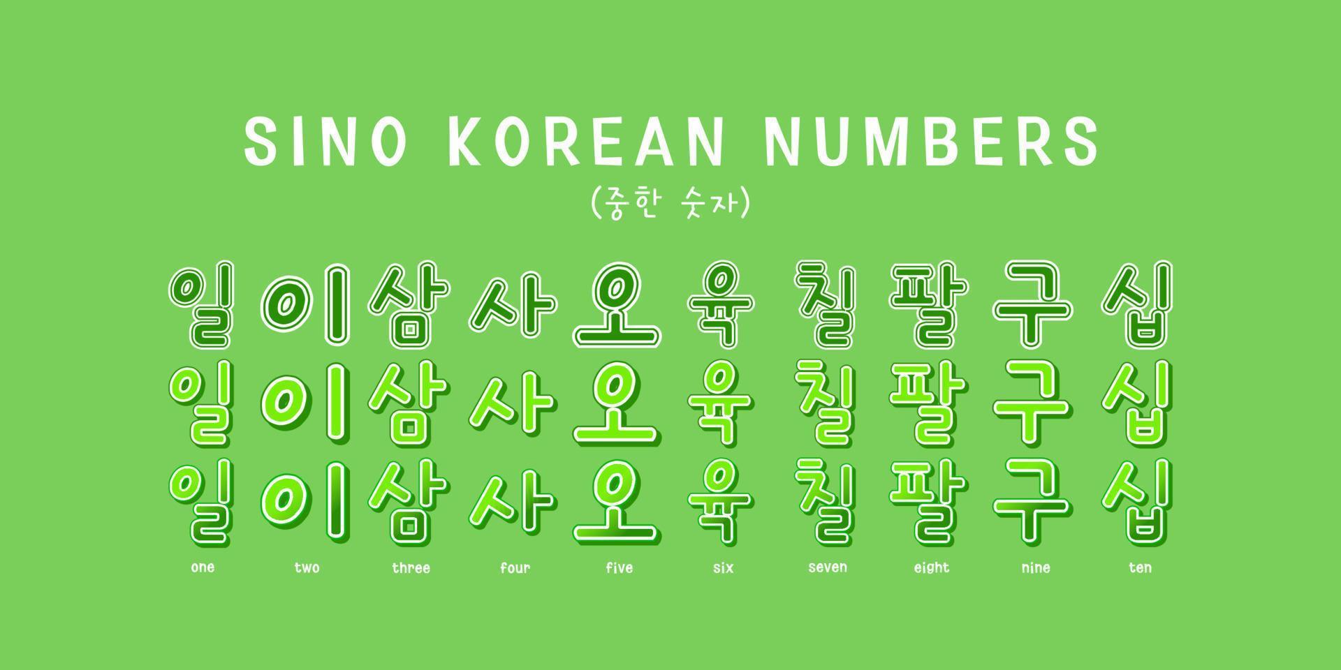 sino coreano números tipografía vector