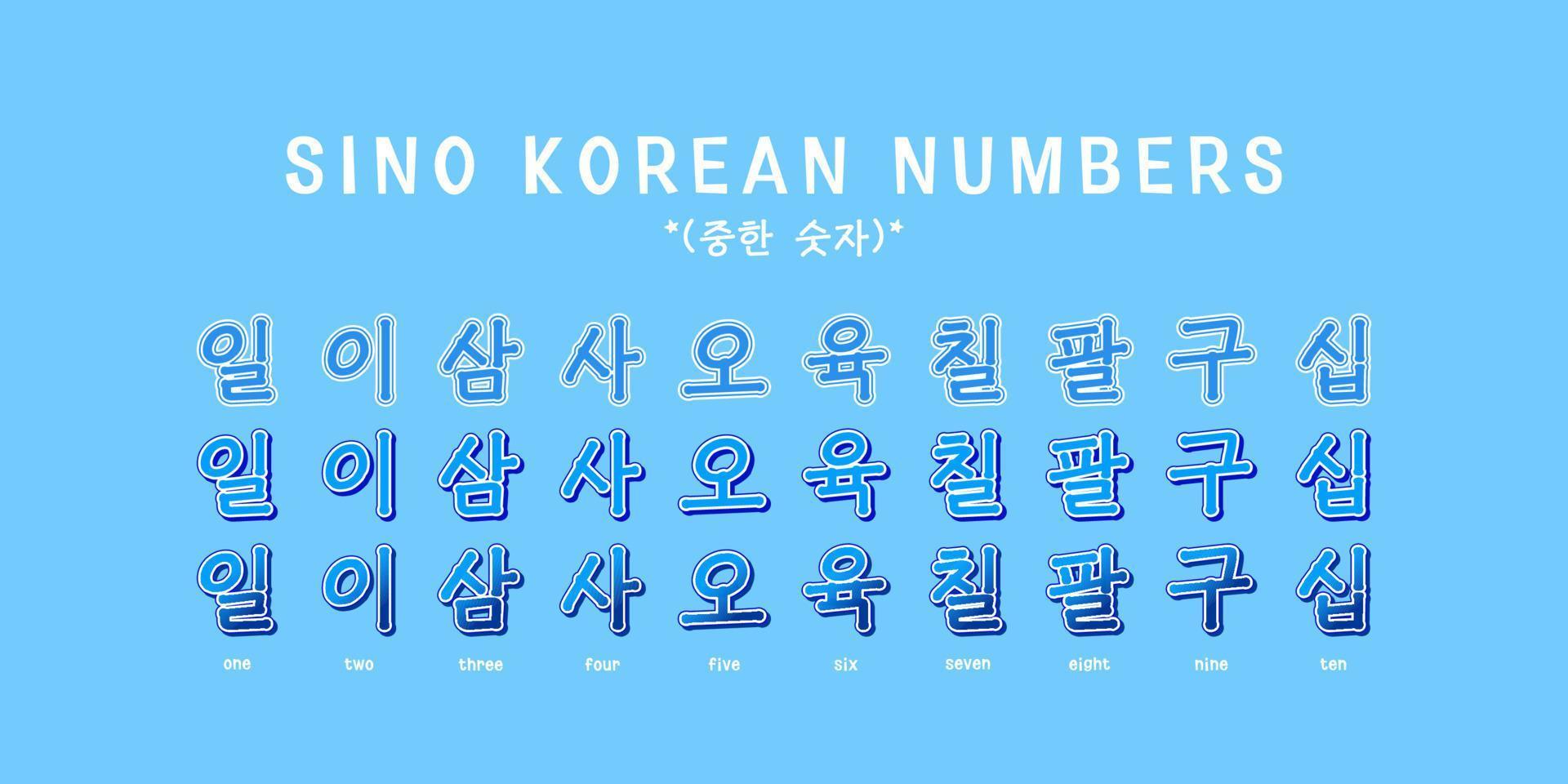 Sino Korean Numbers Typography vector