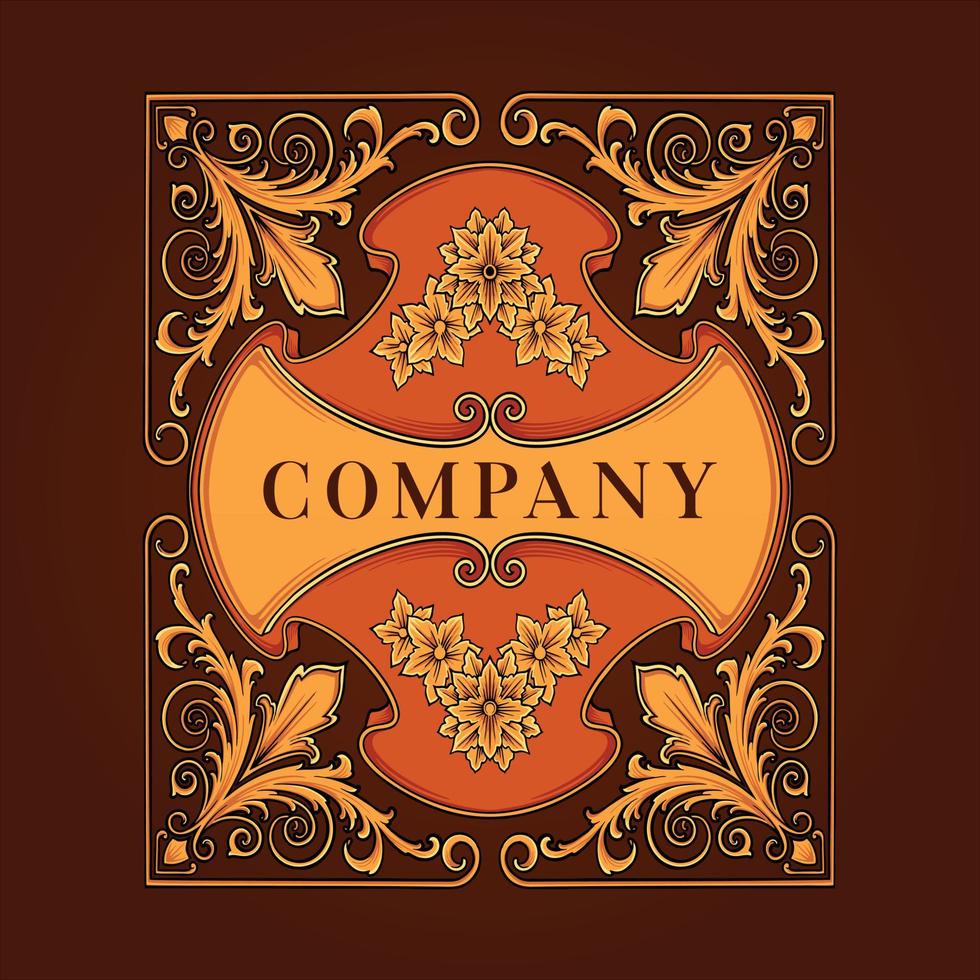 Luxury classic label frame flourish ornament illustrations vector