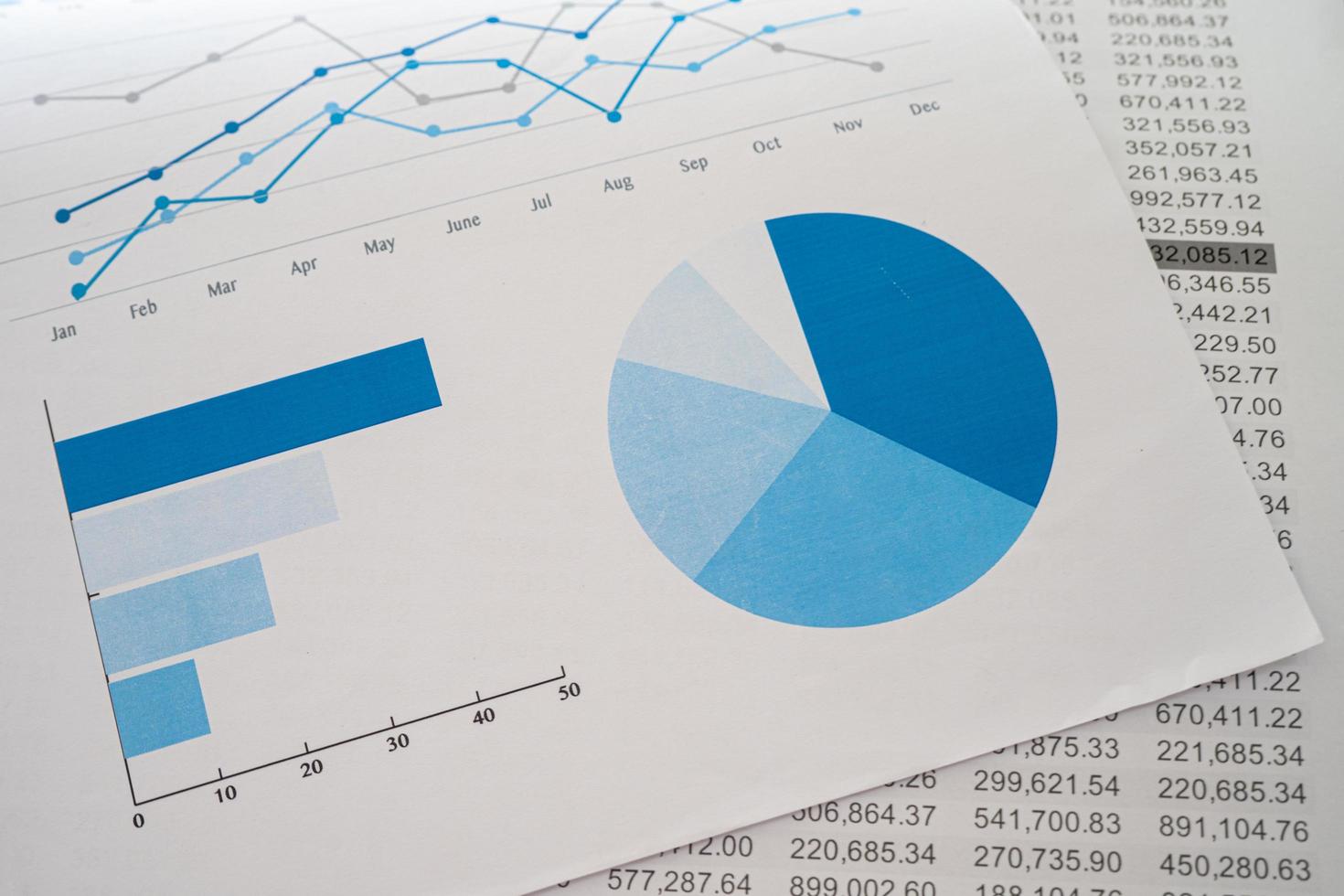 chart or graph paper. Financial, account, statistics and business data concept. photo