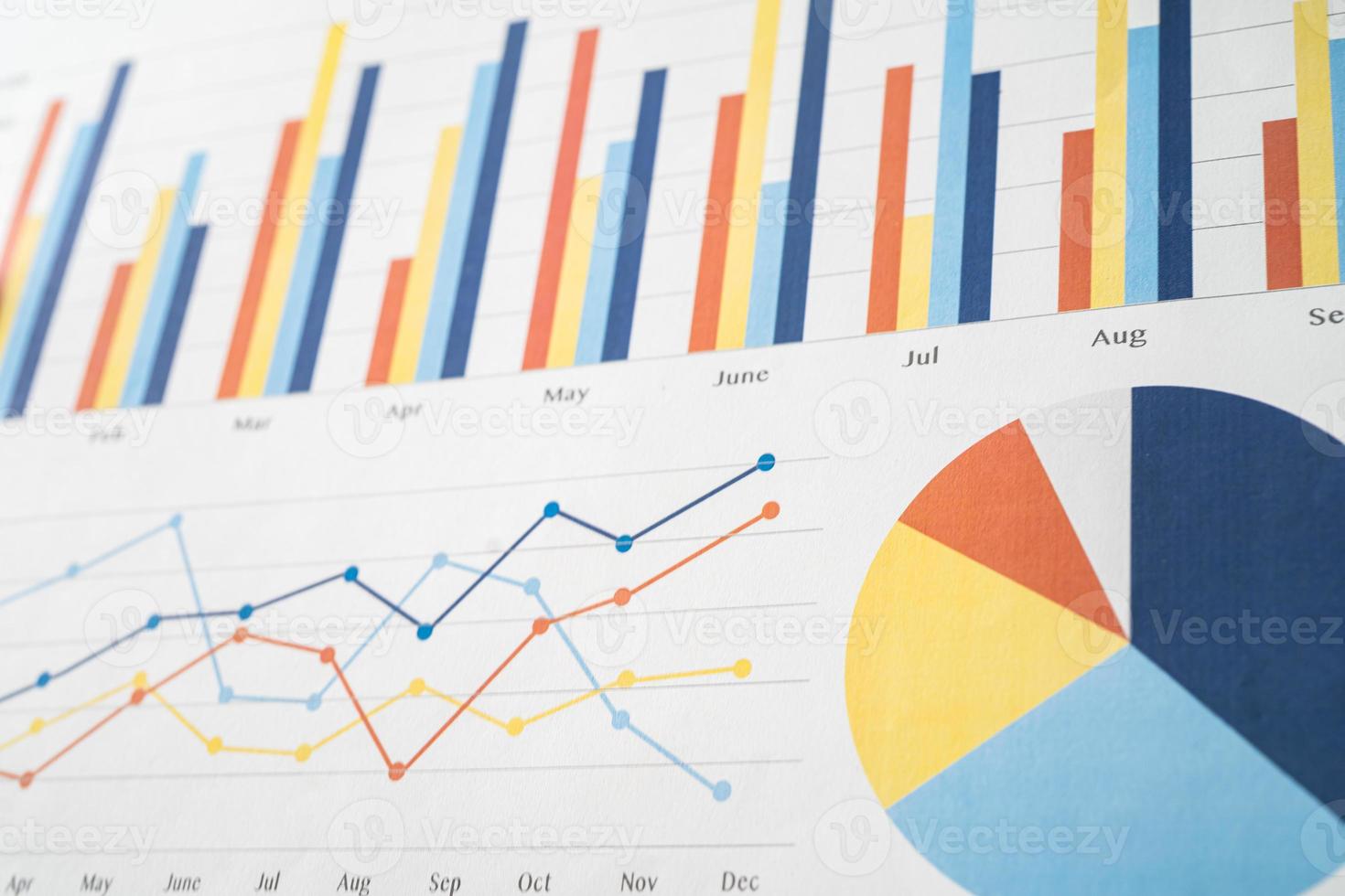 chart or graph paper. Financial, account, statistics and business data concept. photo