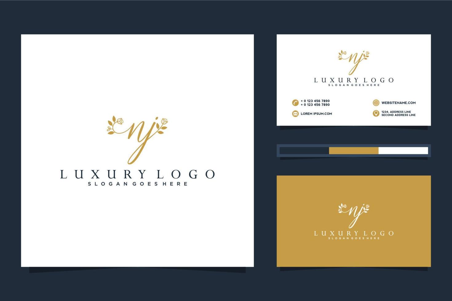 Initial NJ Feminine logo collections and business card template Premium Vector