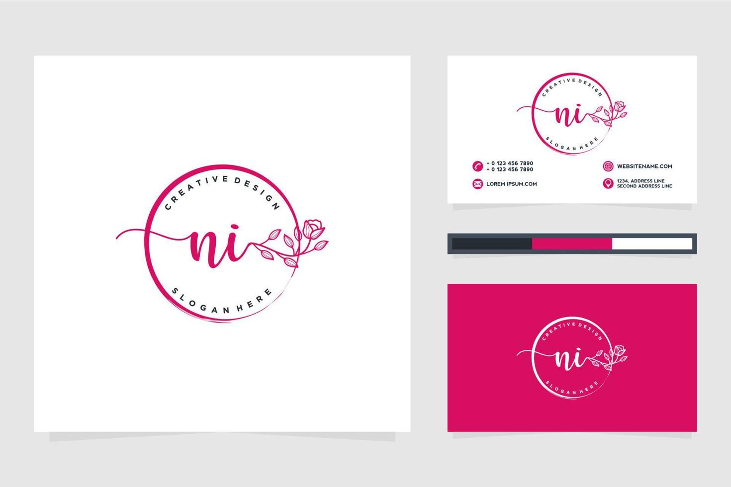 Initial NI Feminine logo collections and business card template Premium Vector