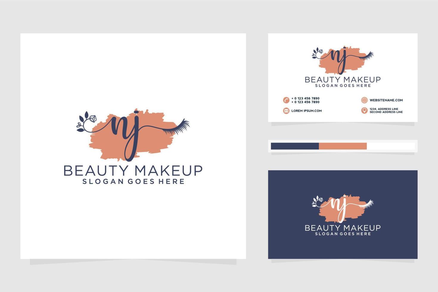 Initial NJ Feminine logo collections and business card template Premium Vector