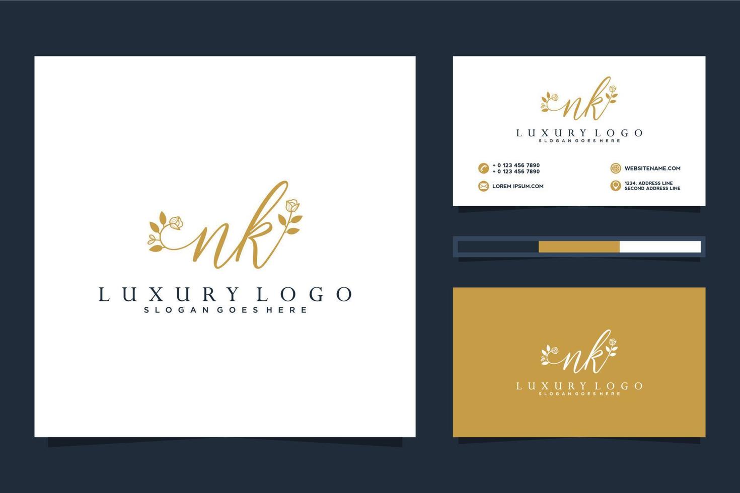 Initial NK Feminine logo collections and business card template Premium Vector