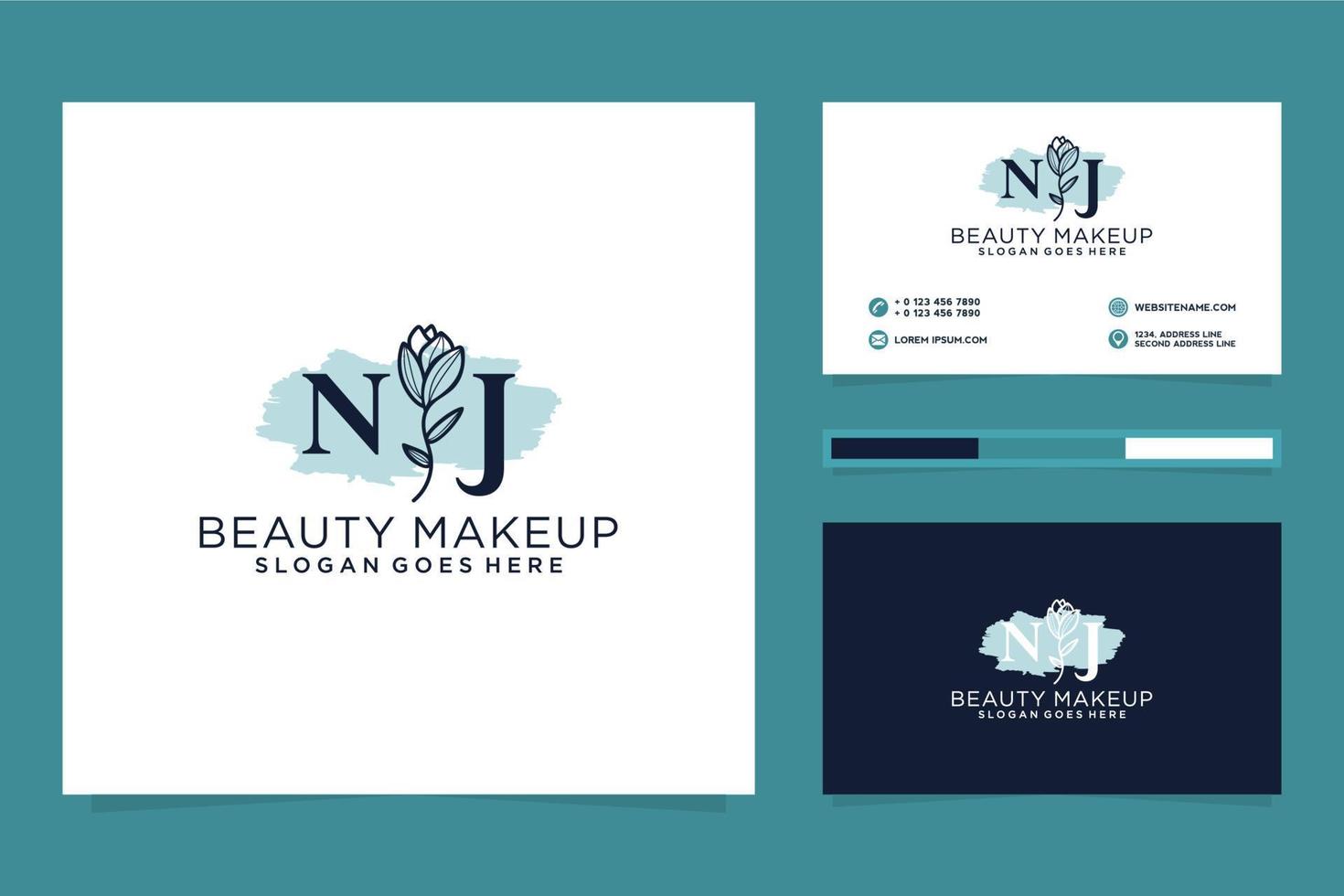 Initial NJ Feminine logo collections and business card template Premium Vector