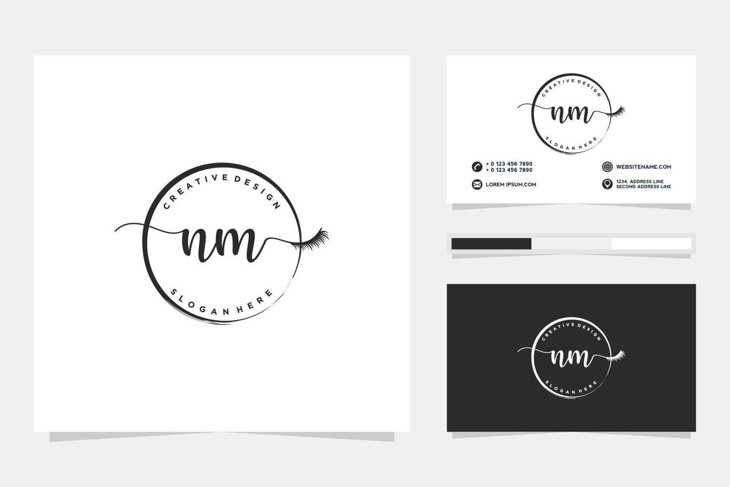 Initial NM Feminine logo collections and business card template Premium Vector