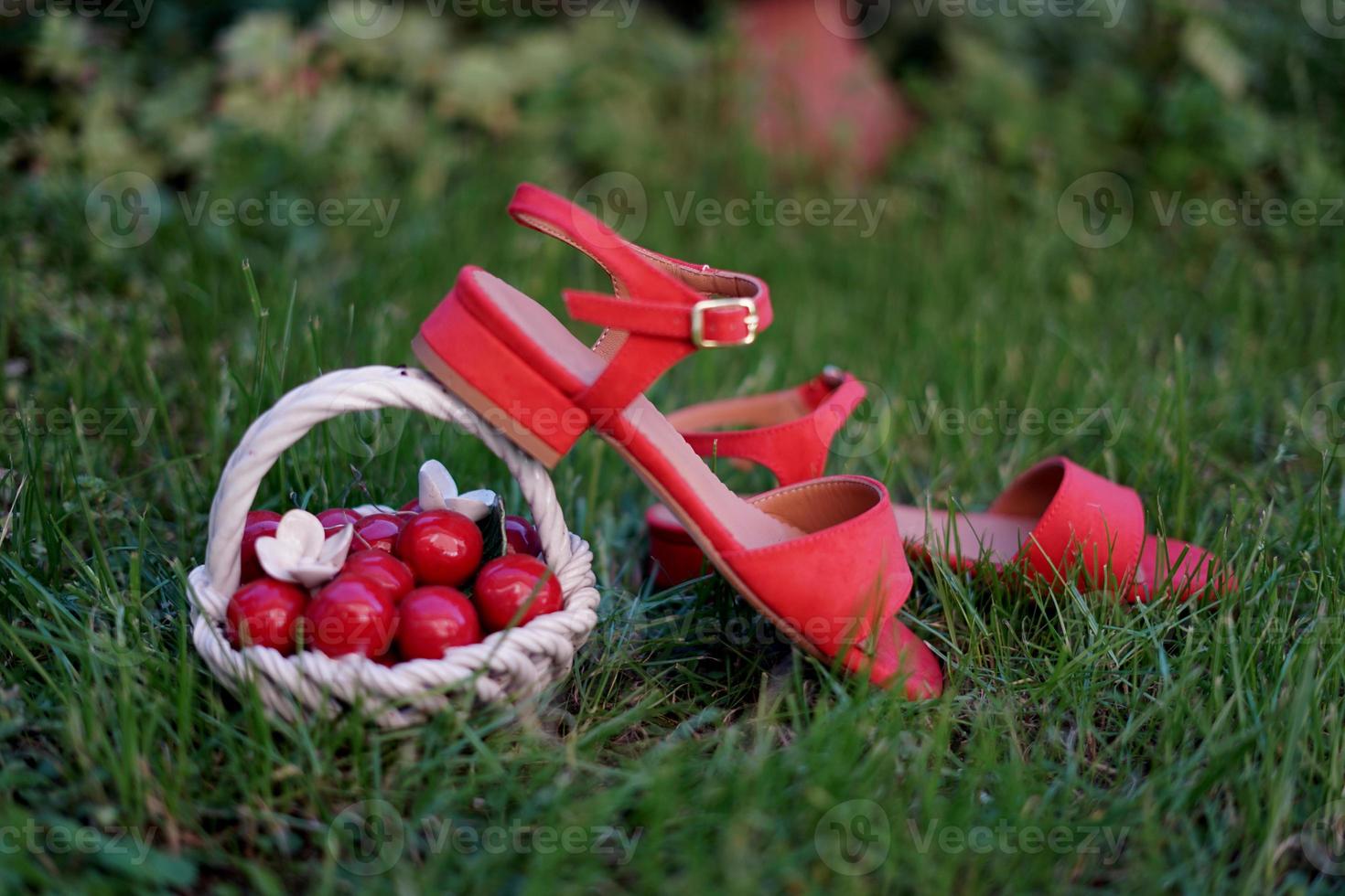 Red womens sandals a footwear summer style photo