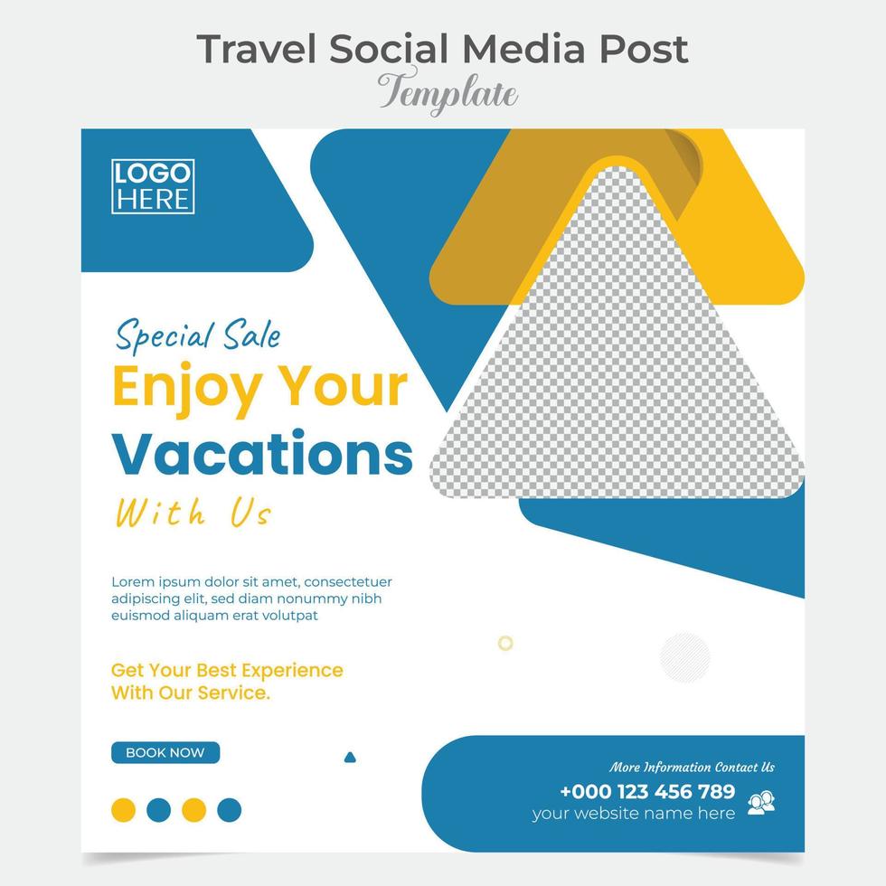 Explore tour and travel social media post and square flyer post banner template design vector