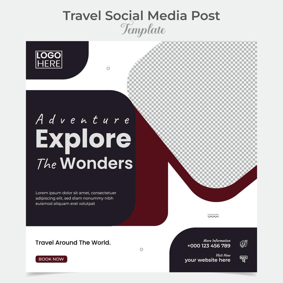 Holiday tourism and travel social media post and square flyer post banner template design vector