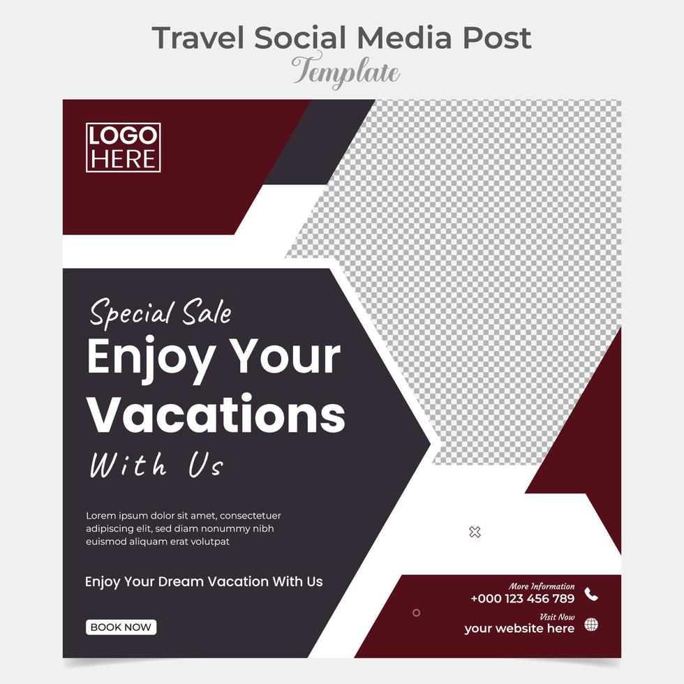 Explore tour and travel social media post and square flyer post banner template design vector