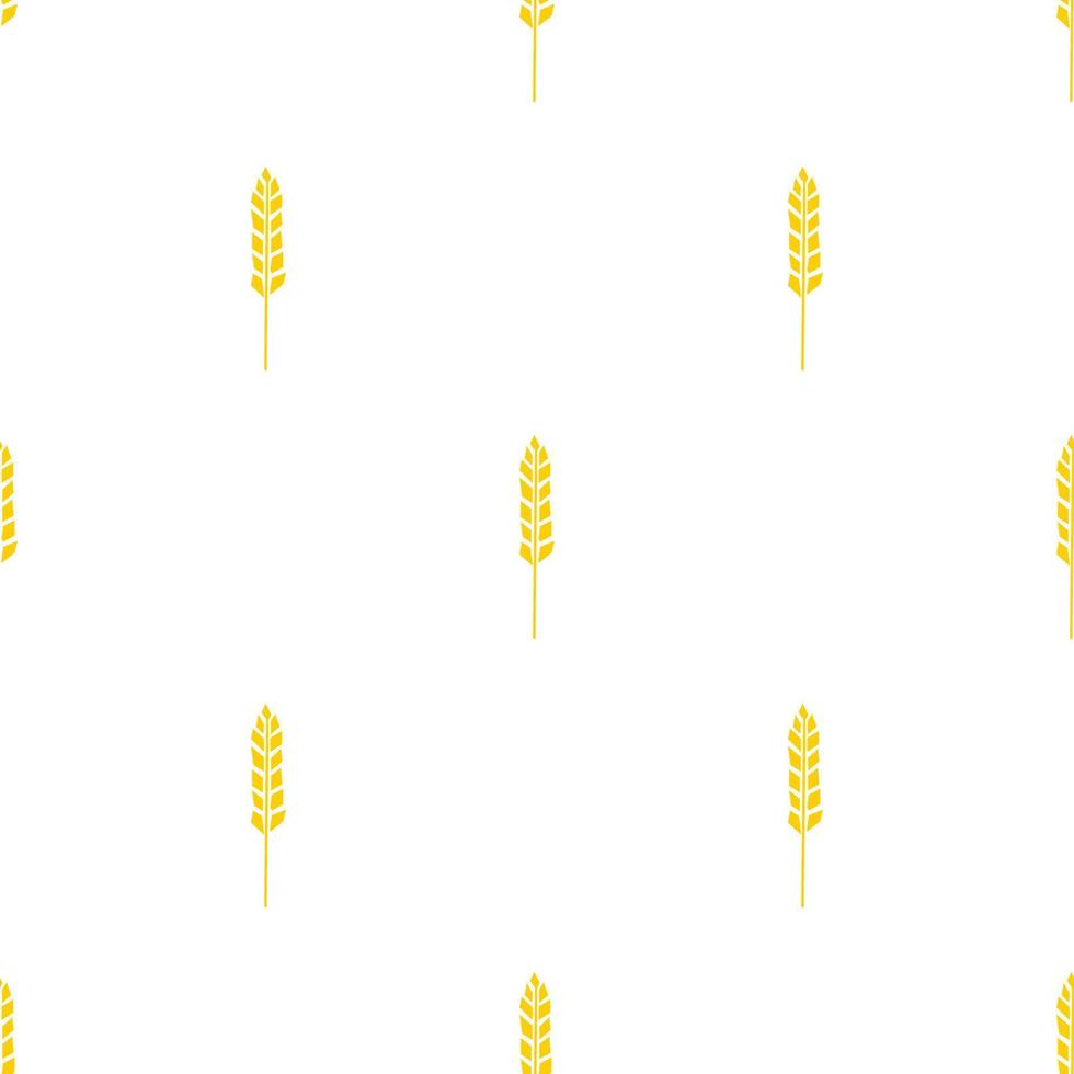 Seamless pattern with spikelet of wheat illustration in cutting style yellow color on white background vector